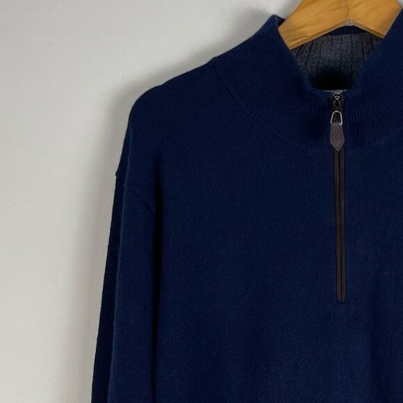 The Cashmere Project Quarter Zip Pullover Sweater Navy Size XL NEW - Picture 4 of 10